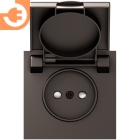 Лицевая панель для розетки 2К, с крышкой, цвет мокко, серия DB (S08), пр-во Donel (DS43453)