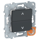 Механизм двухклавишного кнопочного выключателя для жалюзи, без фиксации, антрацит, Unica NEW, пр-во Schneider Electric (NU520754)