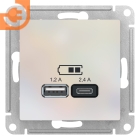 Розетка USB A + С, 5В/2,4 А, 2х5В/1,2 А, жемчуг, Atlas Design, пр-во Schneider Electric (ATN000439)