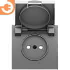 Лицевая панель для розетки 2К, с крышкой, цвет серый графит, серия DB (S08), пр-во Donel (DS43459)