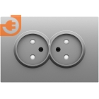 Лицевая панель для розетки 2 х 2К, со шторками, цвет серый графит, серия DB (S08), пр-во Donel (DS22659)