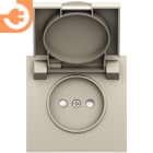 Лицевая панель для розетки 2К, с крышкой, цвет слоновая кость, серия DB (S08), пр-во Donel (DS43455)