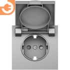 Лицевая панель для розетки 2К+З, с крышкой, цвет сталь, серия DB (S08), пр-во Donel (DS45437)