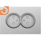 Лицевая панель для розетки 2 х 2К, со шторками, цвет сталь, серия DB (S08), пр-во Donel (DS22637)