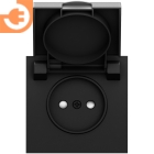 Лицевая панель для розетки 2К, с крышкой, цвет черный графит, серия DB (S08), пр-во Donel (DS43457)