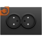 Лицевая панель для розетки 2 х 2К, со шторками, цвет черный графит, серия DB (S08), пр-во Donel (DS22657)