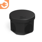 Коробка распределительная накладного монтажа IP66, (подходит под прямой монтаж гвоздезабивным пистолетом), двухкомпонентная, безгалогенная (HF), круглая ø70мм, глуб.50мм с каб.вводами 4 шт, цвет чёрный, пр-во Промрукав (60-0110-9005)