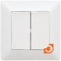 Механизм двухклавишной кнопки, белый, Valena Life, пр-во Legrand (к752018+755020) - С рамкой, цвет белый