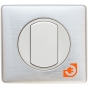 Комплект одинарного переключателя (выключателя), белый, Celiane, пр-во Legrand (к067001+068001+080251) - С рамкой Сильвер пунктум