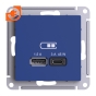 Розетка USB A 1,5А + С 3А/45Вт, аквамарин, Atlas Design, пр-во Schneider Electric (ATN001129) - 