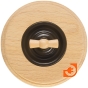 Выключатель 2-х клавишный с ручкой клён, цвет коричневый, пр-во Bironi (кВ3-202+B-901-10+В3-062-22) - С рамкой Натуральное дерево - овал