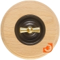 Выключатель 2-х клавишный с ручкой под золото, цвет коричневый, пр-во Bironi (кВ3-202+B-901-31+В3-062-22) - С рамкой Натуральное дерево - овал