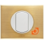 Комплект одинарного переключателя (выключателя), белый, Celiane, пр-во Legrand (к067001+068001+080251) - С рамкой Золото