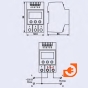 Реле напряжения однофазное с контролем тока 50A, пр-во DigiTOP (VA-50) - Размеры и схема подключения