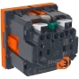 Механизм электрической розетки 2К+З, немецкий стандарт, с защитными шторками, безвинтовые зажимы, оранжевая, серия Mosaic, пр-во Legrand (077217) - Вид с обратной стороны