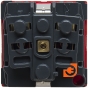 Механизм электрической розетки 2К+З, немецкий стандарт, с механической блокировкой, с защитными шторками, красный, пр-во SPL (Саянский пластик) (200002) - Вид сзади