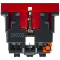 Механизм электрической розетки 2К+З, немецкий стандарт, с механической блокировкой, с защитными шторками, красный, пр-во SPL (Саянский пластик) (200002) - Вид сверху