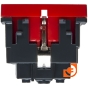 Механизм электрической розетки 2К+З, немецкий стандарт, с механической блокировкой, с защитными шторками, красный, пр-во SPL (Саянский пластик) (200002) - Вид снизу