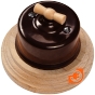 Выключатель поворотный (2-х клавишный) с деревянной ручкой клён в коричневом керамическом корпусе, пр-во Bironi (кB1-202-02+B-901-10) - С рамкой Натуральное дерево