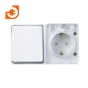 Блок влагозащищенный (Выключатель 1 кл. + Розетка 2К+З с защитными шторками), IP54, белый, серия Atlas Design Profi54, пр-во Schneider Electric (ATN540170) - 