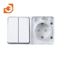 Блок влагозащищенный (Выключатель 2 кл. + Розетка 2К+З с защитными шторками), IP54, белый, серия Atlas Design Profi54, пр-во Schneider Electric (ATN540174) - 
