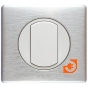 Комплект одинарного переключателя (выключателя), белый, Celiane, пр-во Legrand (к067001+068001+080251) - С рамкой цвет алюминий
