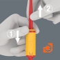 Отвертка диэлектрическая динамометрическая Kraftform Kompakt 9 мм, 0,3-1,2 Нм, серия 7400, пр-во Wera (WE-074752) - Отжав и удерживая кольцо блокировки, можно извлечь сменную насадку или ключ для электрошкафов