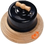 Переключатель поворотный с деревянной ручкой клён в чёрном керамическом корпусе, пр-во Bironi (кB1-201-03+B-901-10) - С рамкой Натуральное дерево