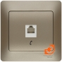 Механизм одинарной телефонной розетки, RJ-11, титан, Glossa, пр-во Schneider Electric (GSL000481T) - С рамкой